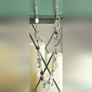 C 1946 38" Silver Geometric Chain Necklace